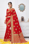 Beautiful ladybug red banarasi  saree - From Wedding sutra collection - Buy online on Karagiri - Free shipping to USA