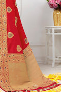 Beautiful lobster red banarasi  saree - From Wedding sutra collection - Buy online on Karagiri - Free shipping to USA