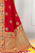 Beautiful radish red banarasi  saree - From Wedding sutra collection - Buy online on Karagiri - Free shipping to USA