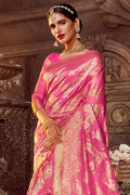 Beautiful Taffy Pink Banarasi Saree