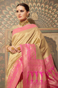 Banarasi Saree Beige Pink Woven Banarasi Brocade Saree saree online