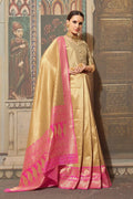 Banarasi Saree Beige Pink Woven Banarasi Brocade Saree saree online