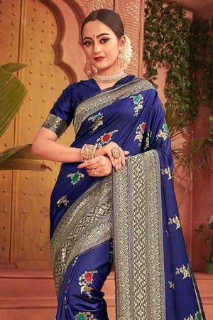 Berry Blue Banarasi Saree