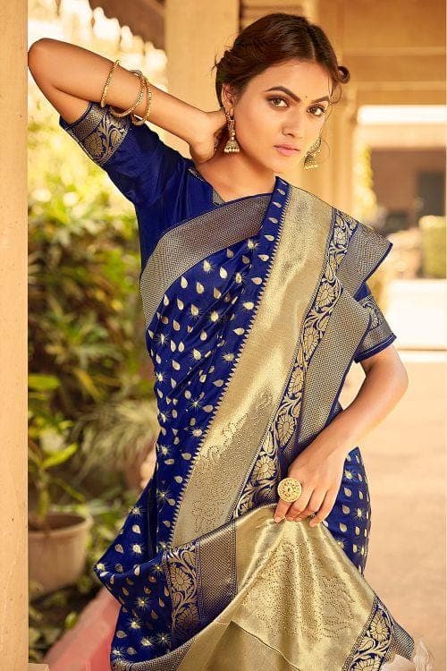 blue banarasi saree