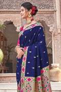 blue banarasi saree