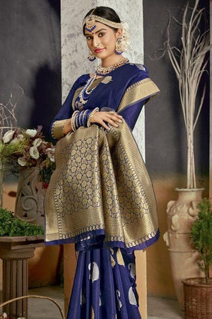 Berry Blue Regal Banarasi Saree