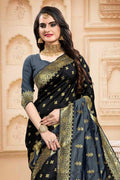 Banarasi Saree Black Multi Colour Zari Woven Banarasi Saree saree online