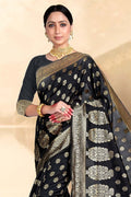 Banarasi Saree Black Printed Banarasi Saree saree online
