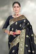Banarasi Saree Black zari Woven Banarasi Cotton Saree saree online
