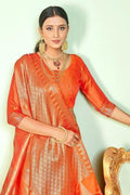 Banarasi Saree Blaze Orange Zari Woven Banarasi Saree saree online