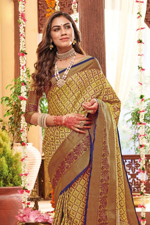 Blonde Yellow Zari Woven Banarasi Saree