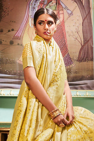 Blonde Yellow Zari Woven Banarasi Saree