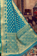 Blue Multicolour Zari Woven Banarasi Saree
