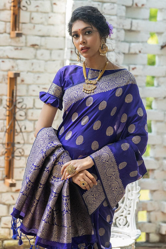 Bluebonnet Blue Zari Butta Saree
