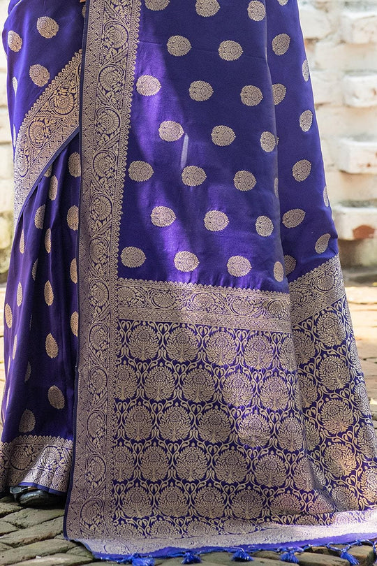 Bluebonnet Blue Zari Butta Saree