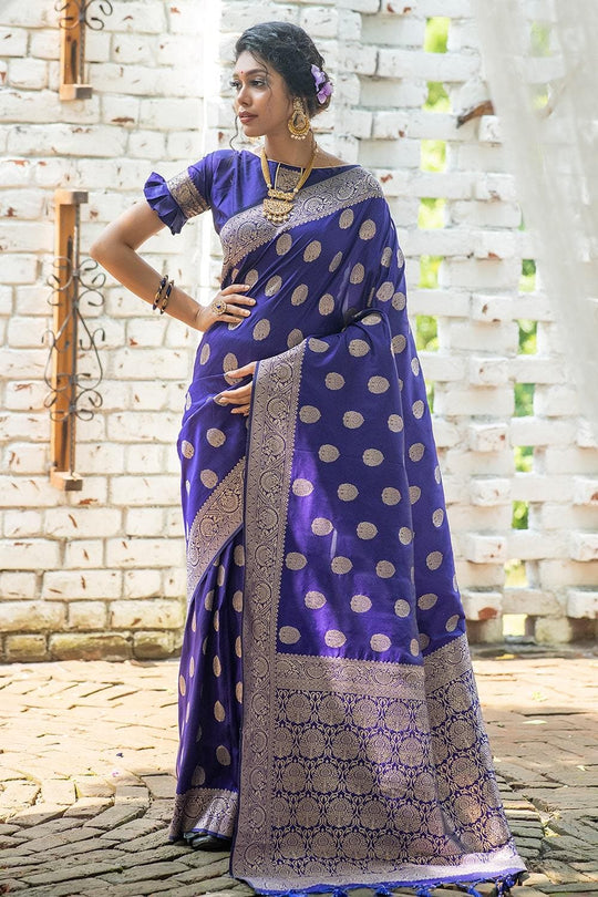 Bluebonnet Blue Zari Butta Saree