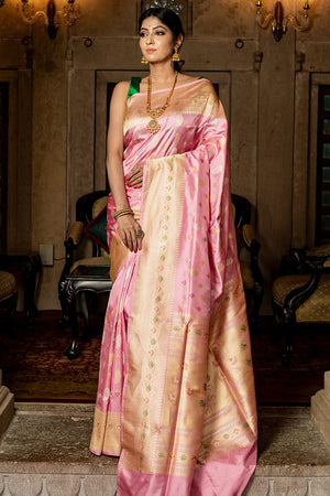 Blush Pink Banarasi Saree