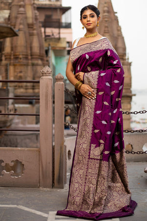Boysenberry Purple Banarasi Saree