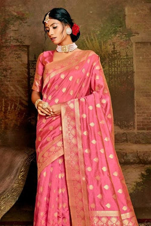 Brick Pink Banarasi Saree