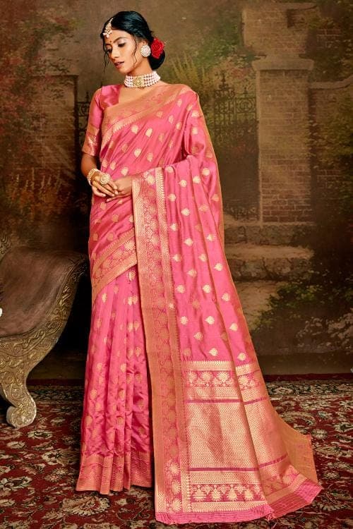 Banarasi Saree Brick Pink Banarasi Saree saree online