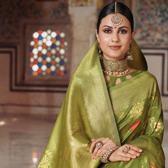 Banarasi Saree Bright Green Woven Banarasi Brocade Saree saree online