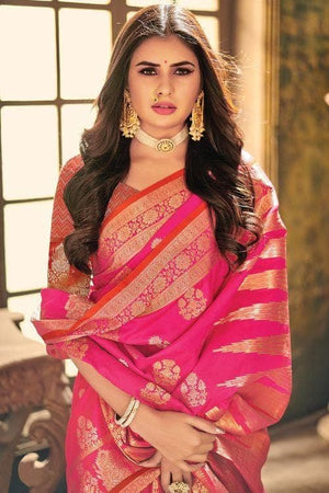 Bright Pink Banarasi Saree