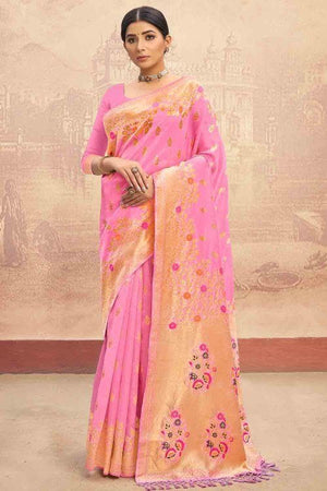 Bright Pink Banarasi Saree