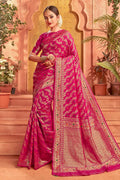 Banarasi Saree Bright Pink Heavy Zari Woven Banarasi Saree saree online