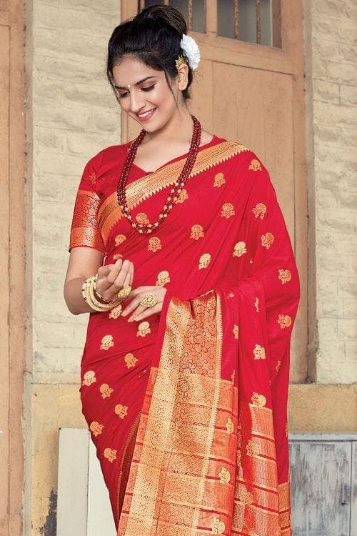 red banarasi saree
