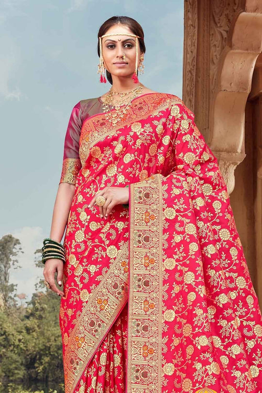 red banarasi saree
