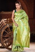 Banarasi Saree Bright Spring Green Banarasi Saree saree online