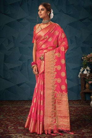 Bubblegum Pink Banarasi Saree