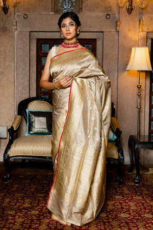 Buff Beige Banarasi Saree