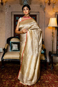 beige banarasi saree