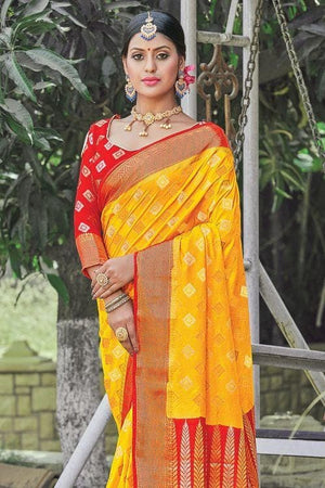 Butter Yellow Banarasi Saree