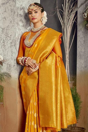 Butter Yellow Regal Banarasi Saree