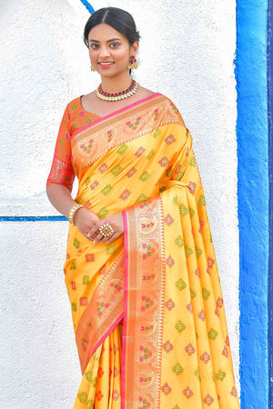 Butter Yellow Soft Silk Banarasi Saree