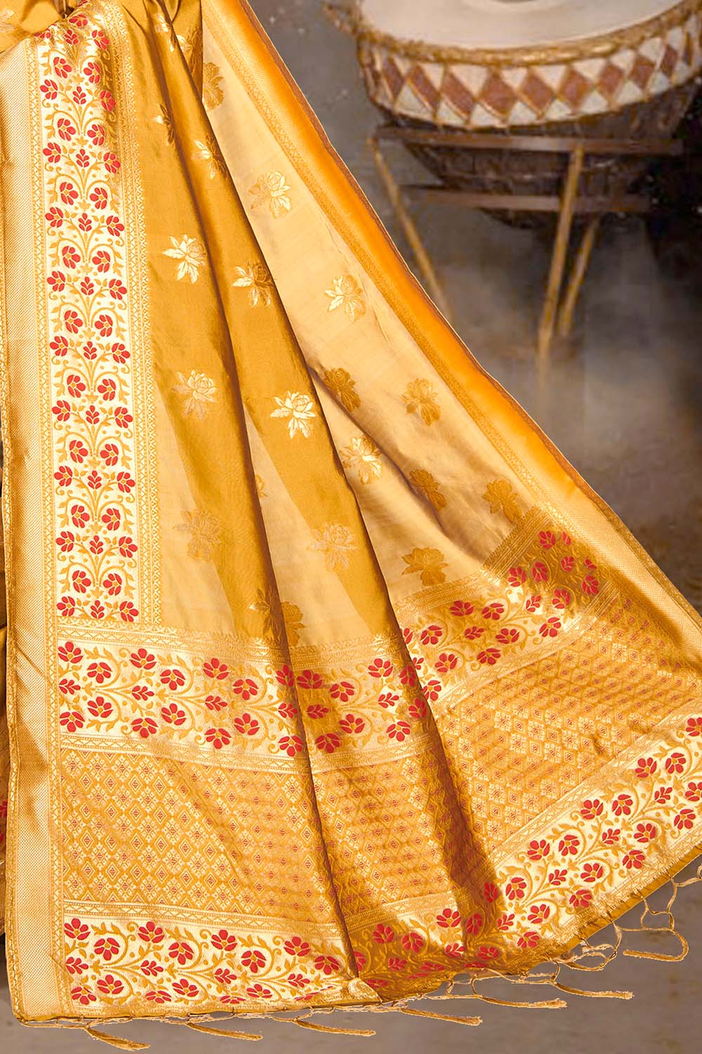 Banarasi Saree Butterscotch Yellow banarasi Saree saree online