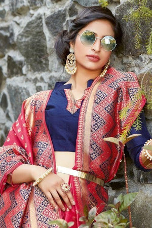 red banarasi silk saree