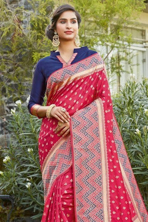 Cabaret Pink Zari Butta Banarasi Saree