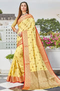 Banarasi Saree Canary Yellow Banarasi Raw Silk Saree saree online