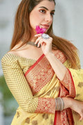 Banarasi Saree Canary Yellow Banarasi Raw Silk Saree saree online