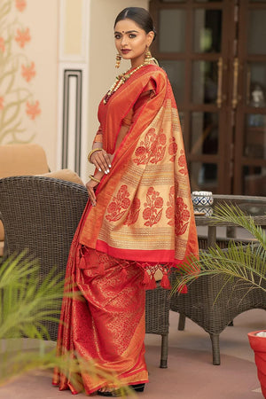 Banarasi Saree Candy Red Banarasi Saree saree online