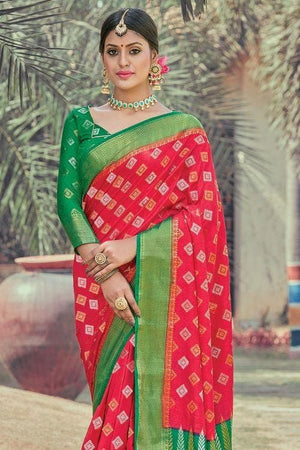 Candy Red Banarasi Saree