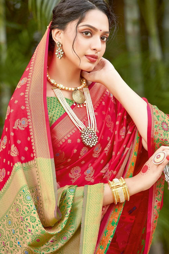 Banarasi Saree Candy Red Banarasi Saree saree online