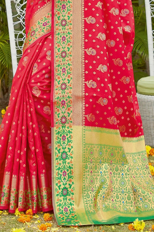 Banarasi Saree Candy Red Banarasi Saree saree online