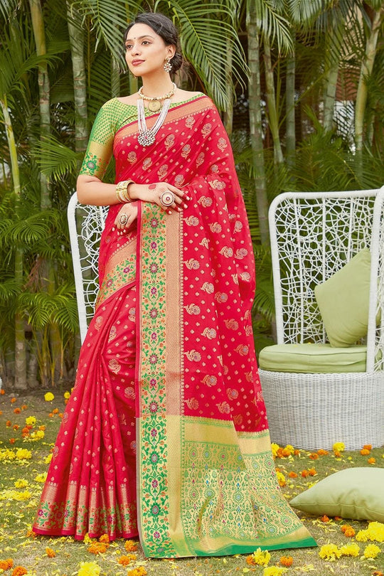 Banarasi Saree Candy Red Banarasi Saree saree online