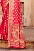 Banarasi Saree Cardinal Red Small Butta Woven Banarasi Saree saree online