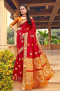 Banarasi Saree Cardinal Red Zari Woven Banarasi Saree saree online