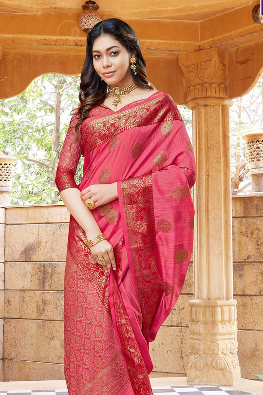 pink banarasi saree